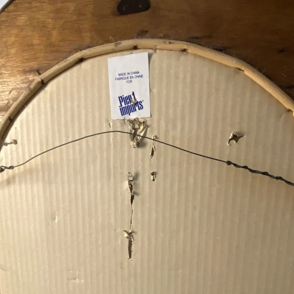 Vtg 80s Pier 1 Imports Rattan Boho Braided Arched Wall Mirror 2 tone wicker.